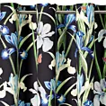 Zasłona czarno, niebieska w kwiaty irysów z welwetu 140x250 cm przelotka MAJA Eurofirany