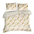 Pościel 220x200 cm kolor biały, złoty z nadrukiem geometrycznym GEO 2 Design 91