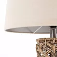 Lampa stołowa do pokoju brązowo, beżowa AMY na ażurowej podstawie wyplatanej z wikliny Eurofirany
