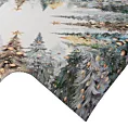 Świąteczny obrus naturalno, zielony 100x100 cm gobelinowy zdobiony tkanym motywem choinek Eurofirany
