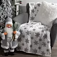 Koc  150x200 cm biało, srebrny zdobiony uroczymi śnieżynkami BLINK 1 Eurofirany