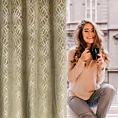 Zasłona beżowa z wytłaczanym wzorem, welwetowa 140x250 cm przelotka ARETA Eurofirany