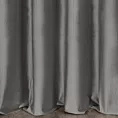Zasłona szyta na taśmie fala popielata z tkaniny welwetowej w pionowe prążki, wykończona obciążnikiem