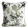 Poszewka na poduszkę 45x45 cm welwetowa biało, zielona z roślinnym nadrukiem VELVET 206 Eurofirany