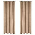 Komplet 2 szt. zasłon ciemnobeżowych z welwetowej tkaniny 140x250 cm przelotki - DARLA Eurofirany