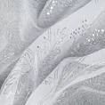 Dekoracja okienna biało, srebrzysta z etaminy zdobiona błyszczącym nadrukiem roślinnym 140x250 cm przelotka JUNI Eurofirany