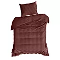 Pościel 140x200 cm satyna bawełniana kolor burgundowy w drobne prążki VERA Eurofirany