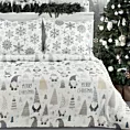 Pościel świąteczna 220x200 cm bawełna ranforce kolor biały, stalowy zdobiona nadrukiem uroczych skrzatów DWARF Eurofirany