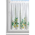 Zazdrostka biało, zielona z etaminy zdobiona nadrukiem cytryn 90x150cm tunel CLOE Eurofirany