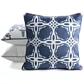 Poszewka na poduszkę 45x45 cm welwetowa granatowo, biała z geometrycznym nadrukiem VELVET 201 Eurofirany