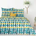 Pościel 220x200 cm bawełniana kolor turkusowy, żółty z motywem kraty Design 91 Eurofirany