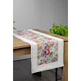 Bieżnik na stół popielato, różowy 45x140 cm gobelinowy zdobiony tkanym motywem kwiatowym