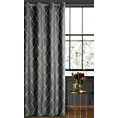 Zasłona szaro, srebrna haftowana w duże karo z tkaniny welwetowej 140x250 cm przelotka MARGO Pierre Cardin Eurofirany