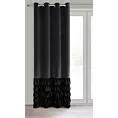 Zasłona czarna zdobiona falbanami z welwetu 140x250 cm przelotka DANI Eurofirany