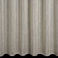 Firana szyta na taśmie 8 cm beżowa z etaminy przeplatanej delikatnie połyskującą nicią tworzącą pionowe, nieregularne paseczki