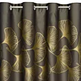 Zasłona brązowa ze złotym wzorem liści ginko, zaciemniająca 140x250 cm przelotka HARMONY Eurofirany