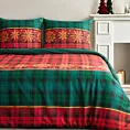 Pościel świąteczna 160x200 cm bawełna ranforce, kolor czerwony, zielony z nadrukiem kraty GLORY Eurofirany