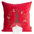 Poszewka na poduszkę świąteczna 45x45 cm czerwono, biała zdobiona aplikacja skrzata Eurofirany
