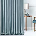 Zasłona szyta na taśmie fala niebieska z jednokolorowej gładkiej tkaniny