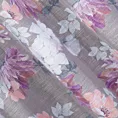Zasłona srebrno, różowa w kwiaty z etaminy 140x250 cm przelotka SHERRY Eurofirany