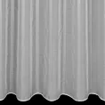 Firana szyta na tunelu kremowo srebrna z matowej etaminy w pionowe, błyszczące pasy, wykończona obciążnikiem