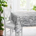 Obrus szyty stalowo srebrny z welwetowej tkaniny z błyszczącym nadrukiem