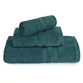 Ręcznik kąpiewloy 50x90 cm bawełniany kolor ciemnoturkusowy z welwetową bordiurą w pasy 500 g/m2 PORTO Eurofirany