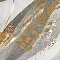 Firana biało, szampańska z etaminy zdobiona nadrukiem roślinnym 140x250 cm przelotki - DELIA Eurofirany