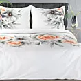 Pościel 220x200 cm bawełniana kolor biały, jasnopomarańczowy zdobiona nadrukiem kwiatów DIVA Eurofirany