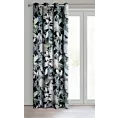 Zasłona czarno, srebrna z motywem botanicznym z welwetu 140x270 cm przelotka SALLY Eurofirany
