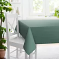 Obrus szyty ciemnomiętowy z miękkiej półmatowej tkaniny welwetowej