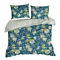 Pościel 160x200 cm z satyny bawełnianej kolor niebieski, jasno miętowy z motywem kwiatów SPRING 68 Eurofirany