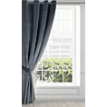 Zasłona grafitowa z tkaniny welwetowej, troczek w zestwie 140x270 cm przelotka + troczek ANTARA Eurofirany