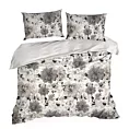 Pościel 220x200 cm bawełniana kolor biały, stalowy w romantycznym stylu z kwiatowym wzorem SPRING 9 Eurofirany