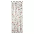 Zasłona biało, różowa z nadrukiem kwiatów z etaminy 140x250 cm przelotka AVA Eurofirany