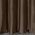 Zasłona szyta na przelotkach brązowa z tkaniny welwetowej w pionowe prążki, wykończona obciążnikiem