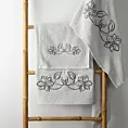 Zestaw ręczników bawełnianych 3 szt kolor srebrny, stalowy z haftem subtelnych kwiatów 400 g/m2 LILA Eurofirany