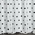 Zasłona szyta na taśmie 8 cm biało czarna z miękkiej tkaniny z nadrukiem w kropki