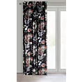Zasłona czarno, ruda z nadrukiem kwiatów z tkaniny welwetowej 140x270 cm taśma ALANI Eurofirany