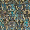 Roleta rzymska ciemnoturkusowo złota z ekskluzywnej tkaniny z dużym ornamentowym wzorem Italissima Eva Minge