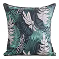 Poszewka na poduszkę 45x45 cm z tkaniny wodoodpornej na taras oraz balkon zdobiona motywem botanicznym granatowo, turkusowa GARDEN Eurofirany