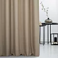 Zasłona szyta na flexach ciemnobeżowa z miękkiej tkaniny o naturalnym splocie w stylu ekologicznym