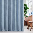 Zasłona szyta na flexach błękitno biała z delikatnej tkaniny w kratkę