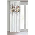 Zasłona biało, żółta z motywem roślinnym 140x270 cm taśma/flex SENDI Eurofirany