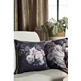 Poszewka na poduszkę 45x45 cm welwetowa, dwustronna z motywem kwiatów z wypustką na brzegach czarno, fioletowa VELVET 133 EUROFIRANY PREMIUM