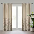 Zasłona beżowo, szampańska zdobiona błyszczącym nadrukiem z welwetu 140x250 cm przelotka TORI Eurofirany