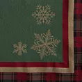 Poszewka na poduszkę 45x45 cm bawełniana, gobelinowa z motywem kraty i złotych śnieżynek zielona STAR Eurofirany