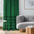 Zasłona ciemnozielona z welwetu zdobiona falbanami 140x250 cm taśma CHARLOTTE Eurofirany