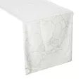 Bieżnik na stół biało, złocisty 35x220 cm welwetowy BLINK 13 z dużym wzorem lilii wodnej