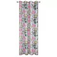 Zasłona miętowo, różowa ze wzorem kwiatów 140x250 cm przelotka NYDIA Eurofirany
